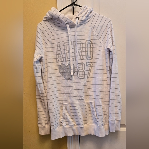 Aeropostale Tops - Vintage Y2k Aeropostale Silver and White Sweatshirt Hoodie